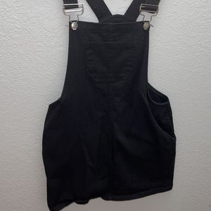 black overall dress